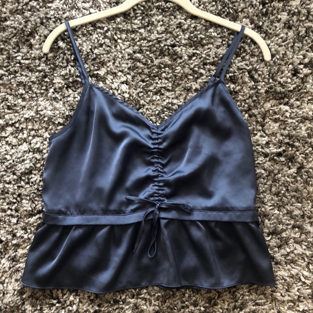 ADORABLE BLUE SATIN BABYDOLL TANK